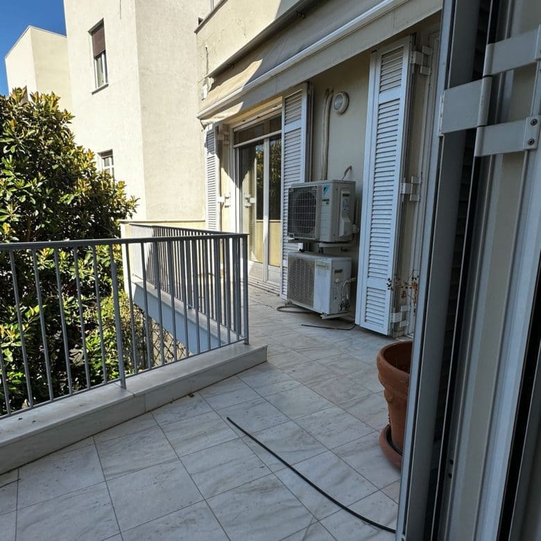 Balcony with tiled floor, railing, and exterior building view, Anaktora, Kolonaki, Athens, Greece