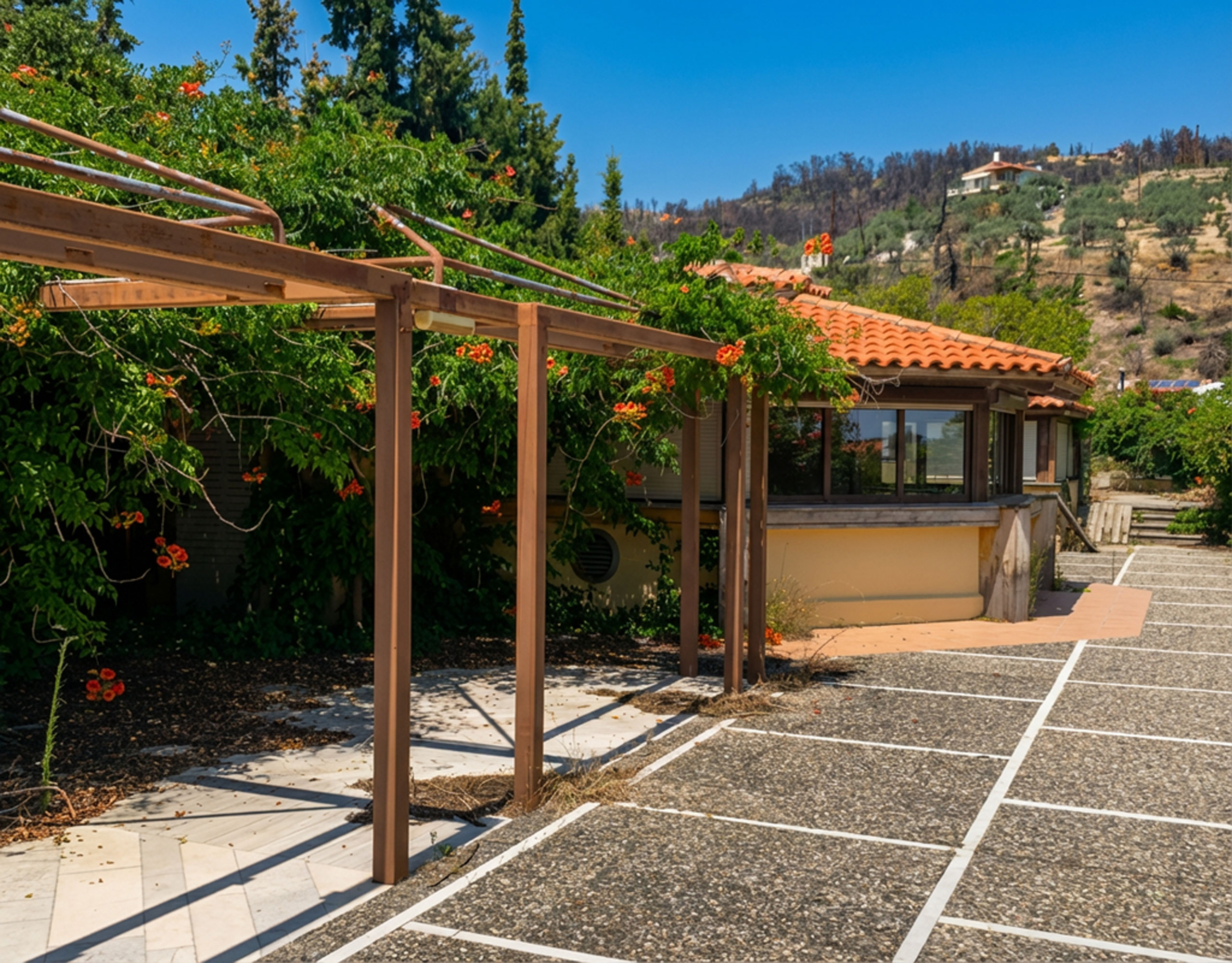 Pergola walkway and outdoor access area at hotel property in Limi, Evia