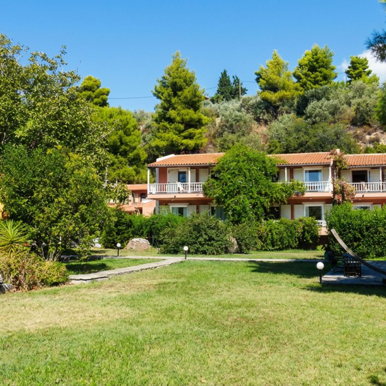 Landscaped garden area at hotel property in Limi, Evia