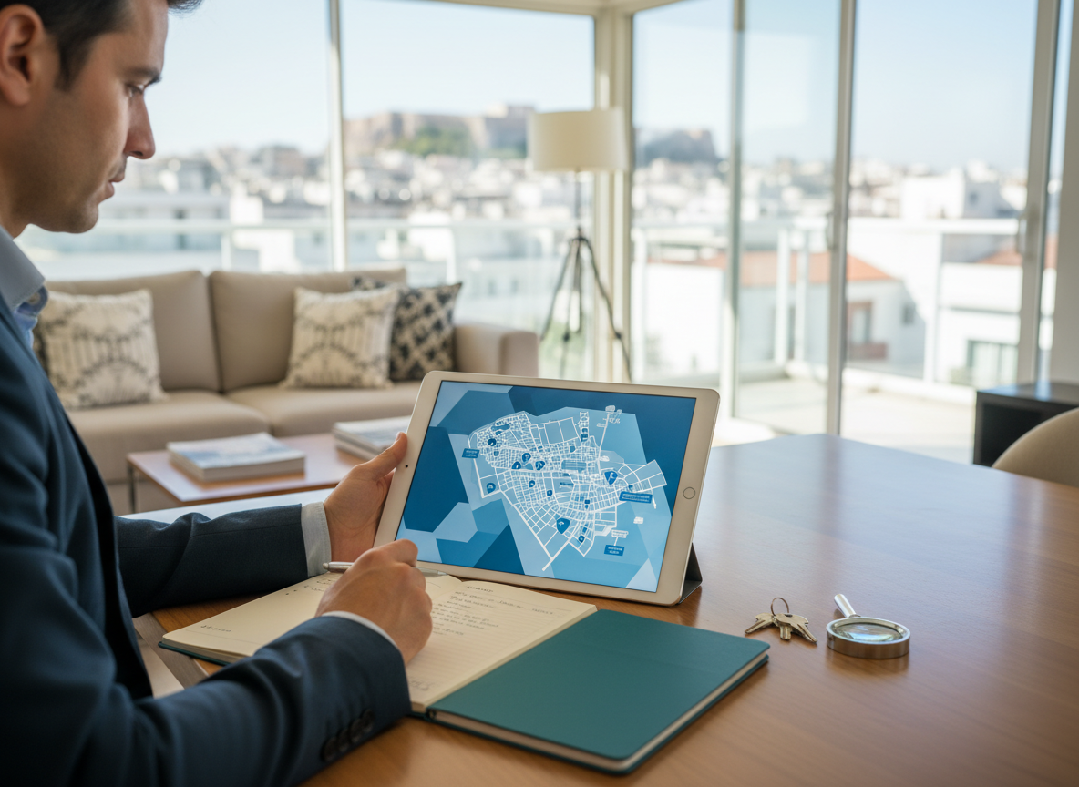 Seaside promenade in South Athens with people walking and cycling, representing the Athenian Riviera lifestyle