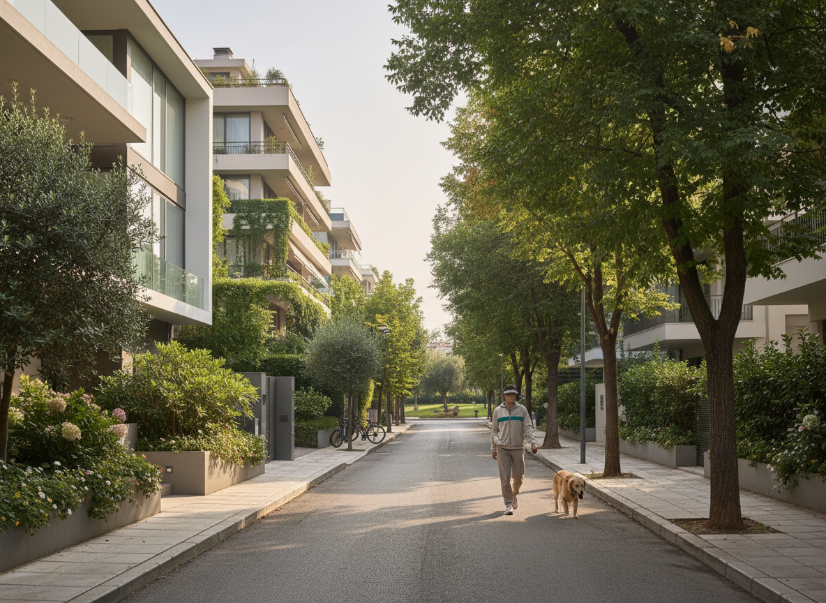 Modern metro station entrance in Athens with commuters, representing public transport connectivity