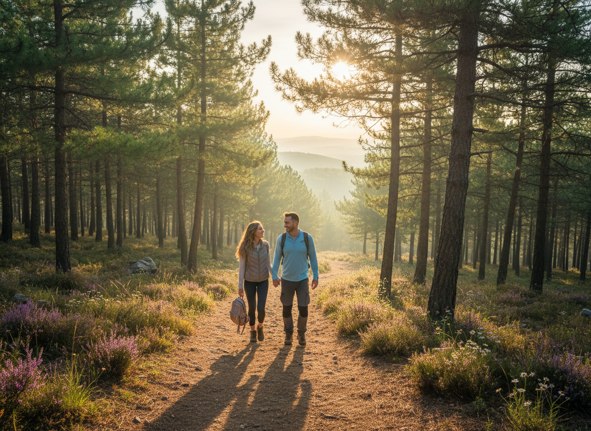 Modern international school campus exterior in Athens suburbs with students and parents arriving