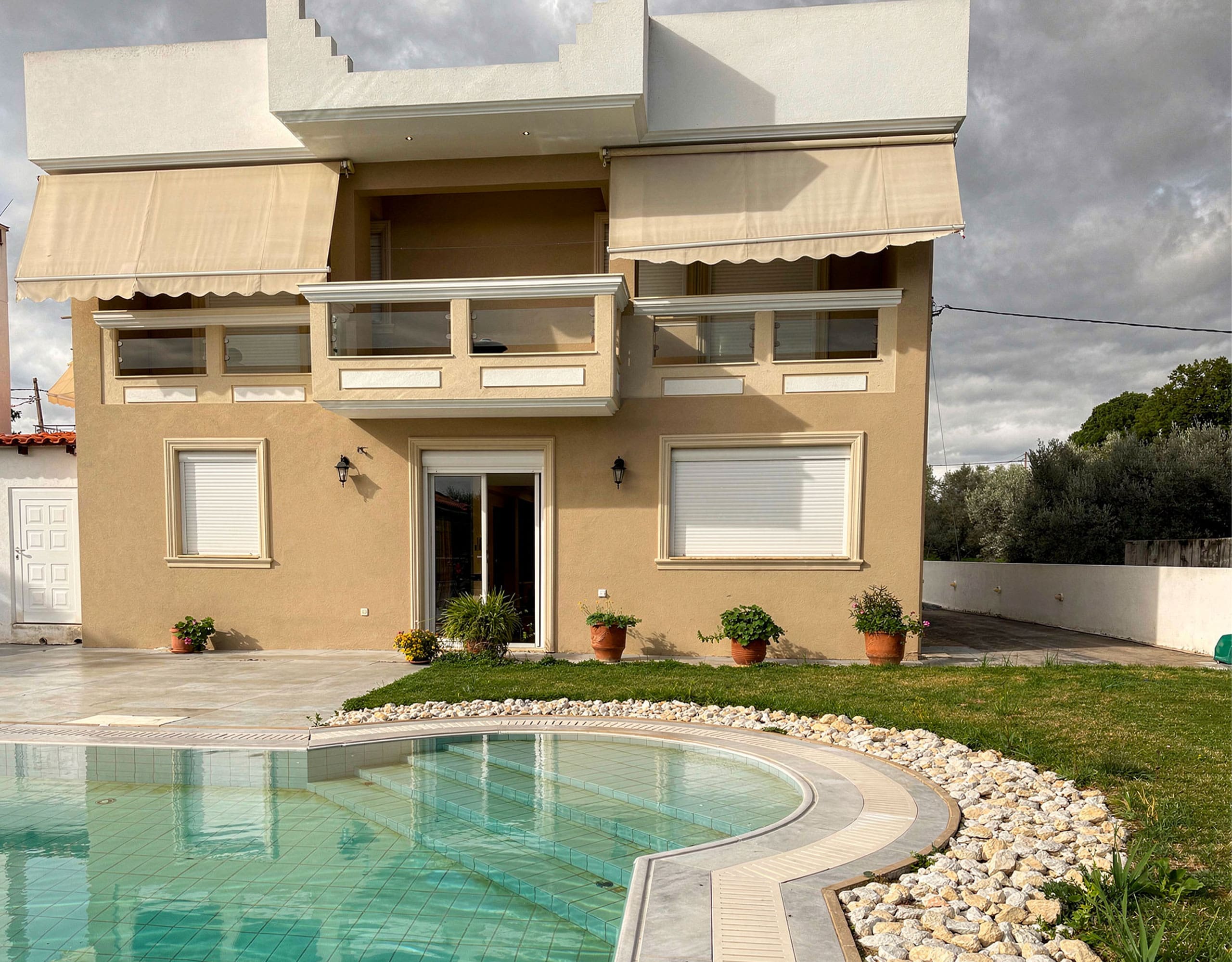 Exterior Façade — Detached Maisonette in Eretria Exterior façade of the detached maisonette on a 1,003 sqm plot in Eretria