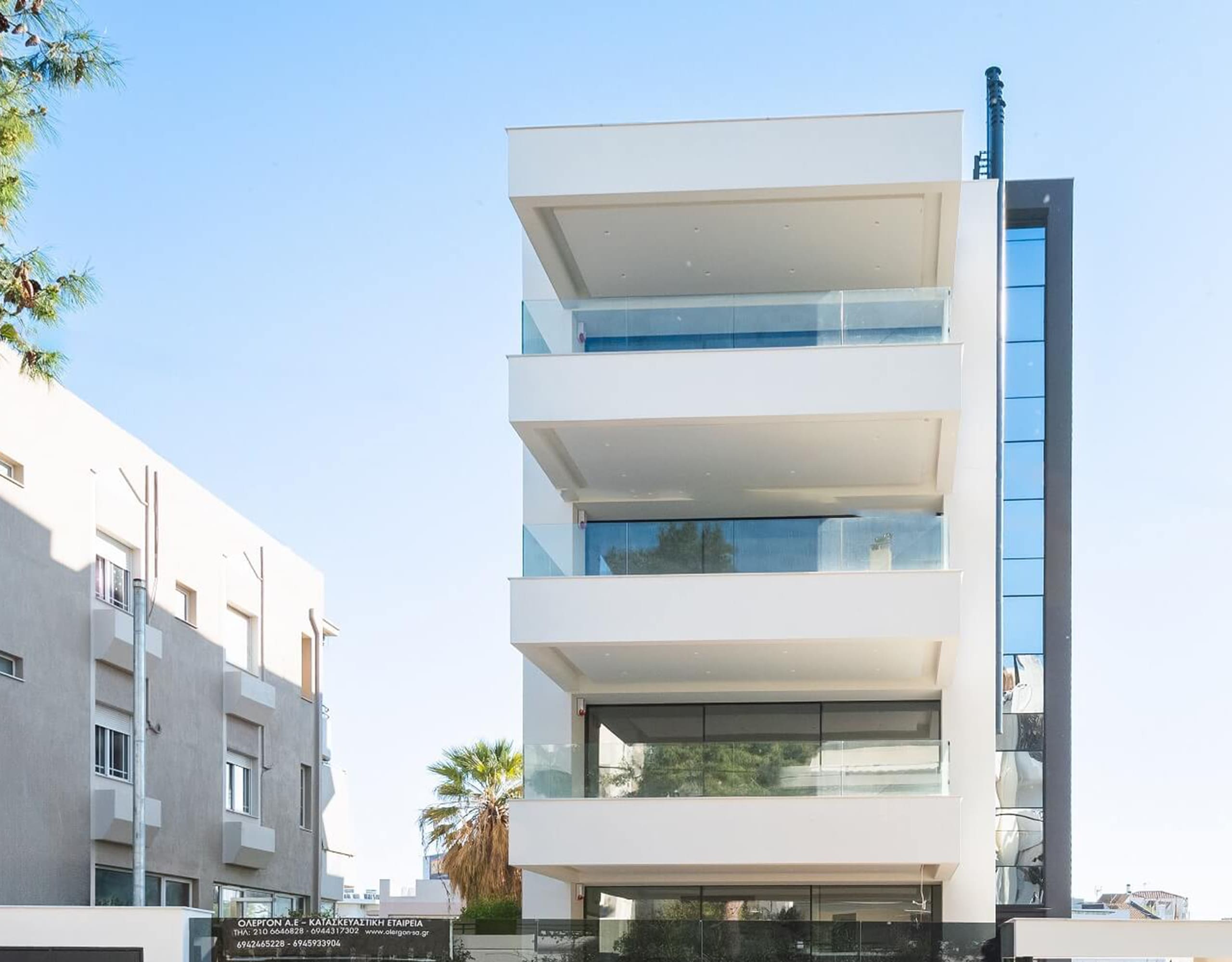 Front façade with balconies at Glyfada Golf Luxury Residences, Athens Riviera