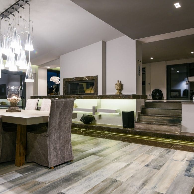 Modern kitchen with island, pendant lights, and open-plan layout, Sounio, Athens Riviera, Greece