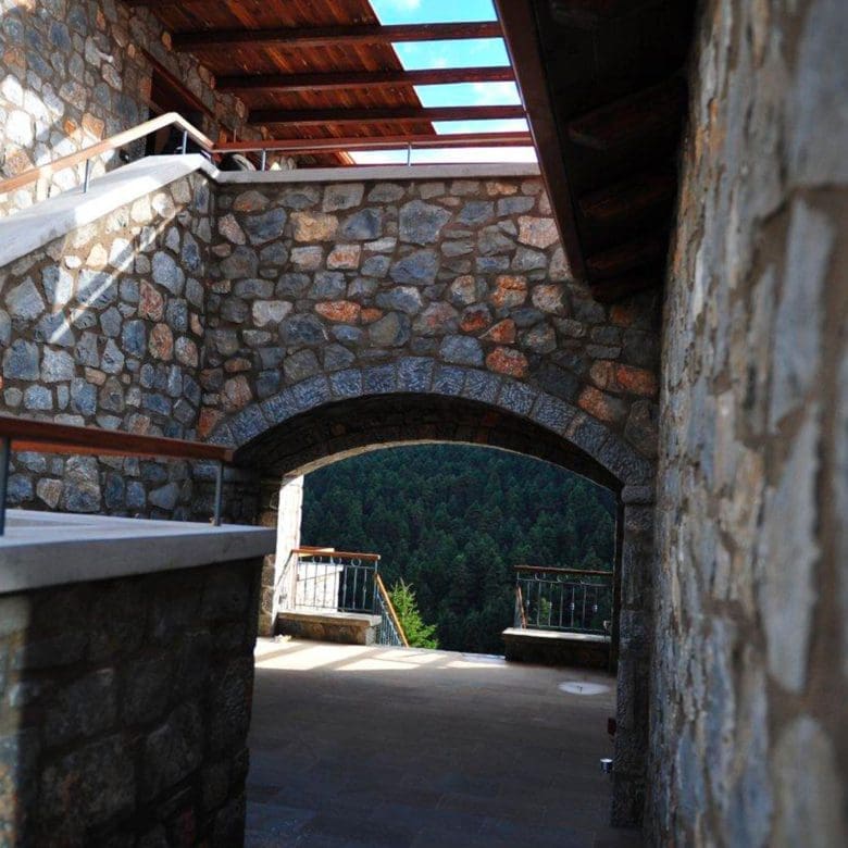 Stone arch passageway detail with traditional masonry, Kardaras, Mount Mainalo, Arcadia, Greece