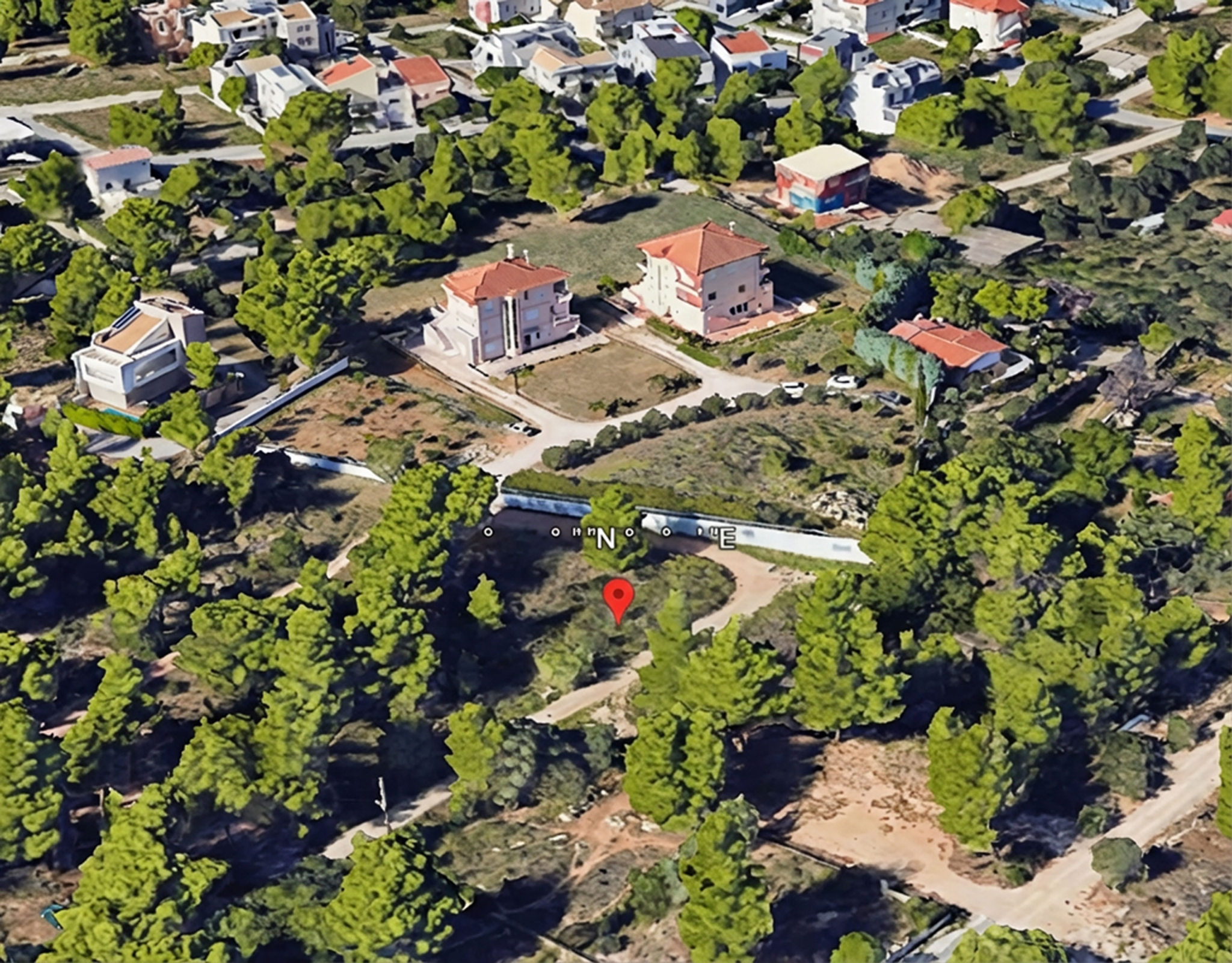 Aerial view of a residential neighborhood with greenery, Chalandri, Athens, Greece