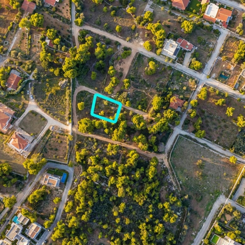 Satellite map view with highlighted plot location in the neighborhood, Chalandri, Athens, Greece