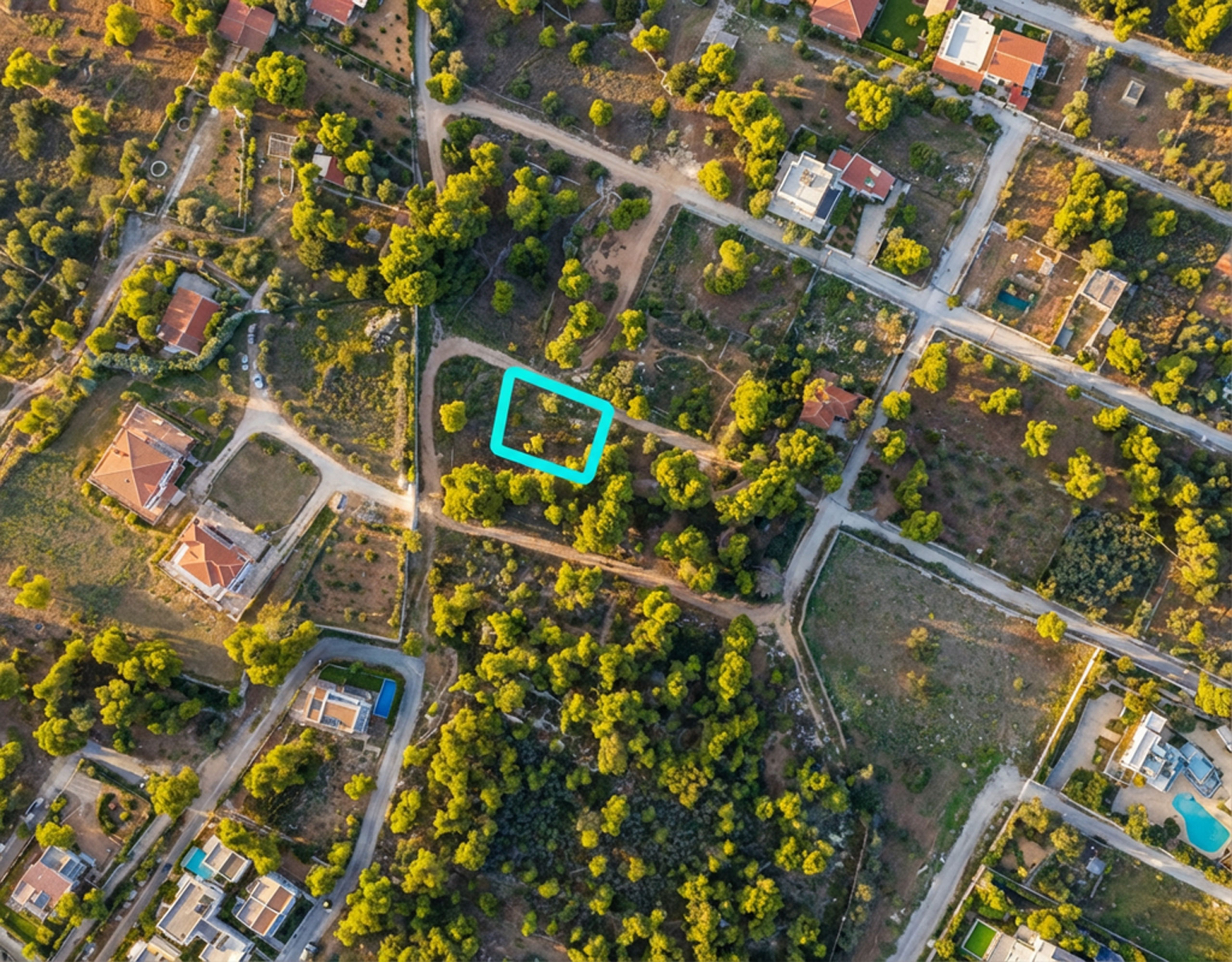 Satellite map view with highlighted plot location in the neighborhood, Chalandri, Athens, Greece