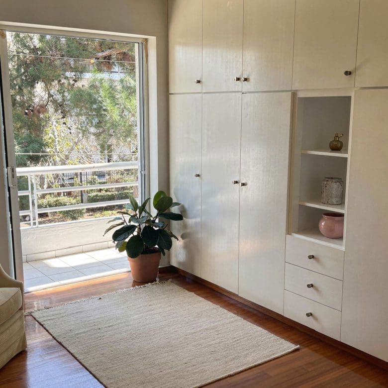 Room with balcony door, built-in storage, and desk area, Voula, Athens Riviera, Greece