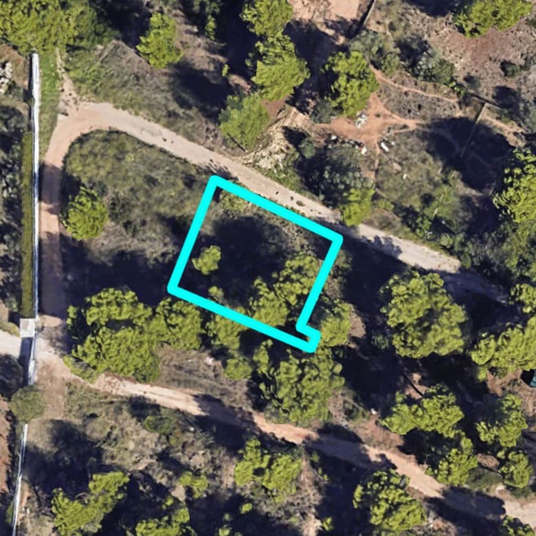 Aerial view with highlighted plot boundary within a residential area, Chalandri, Athens, Greece