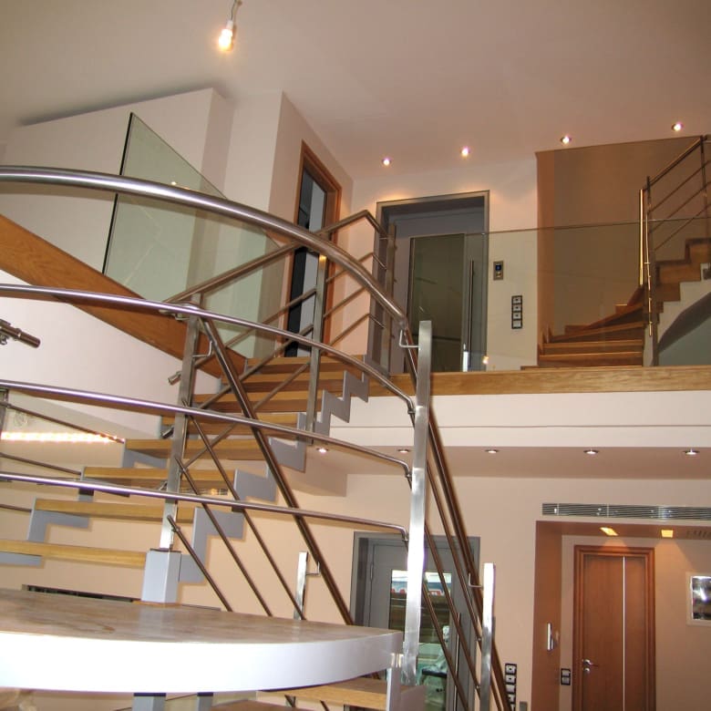 Staircase landing and upper corridor at a private villa in Alimos, Athens Riviera