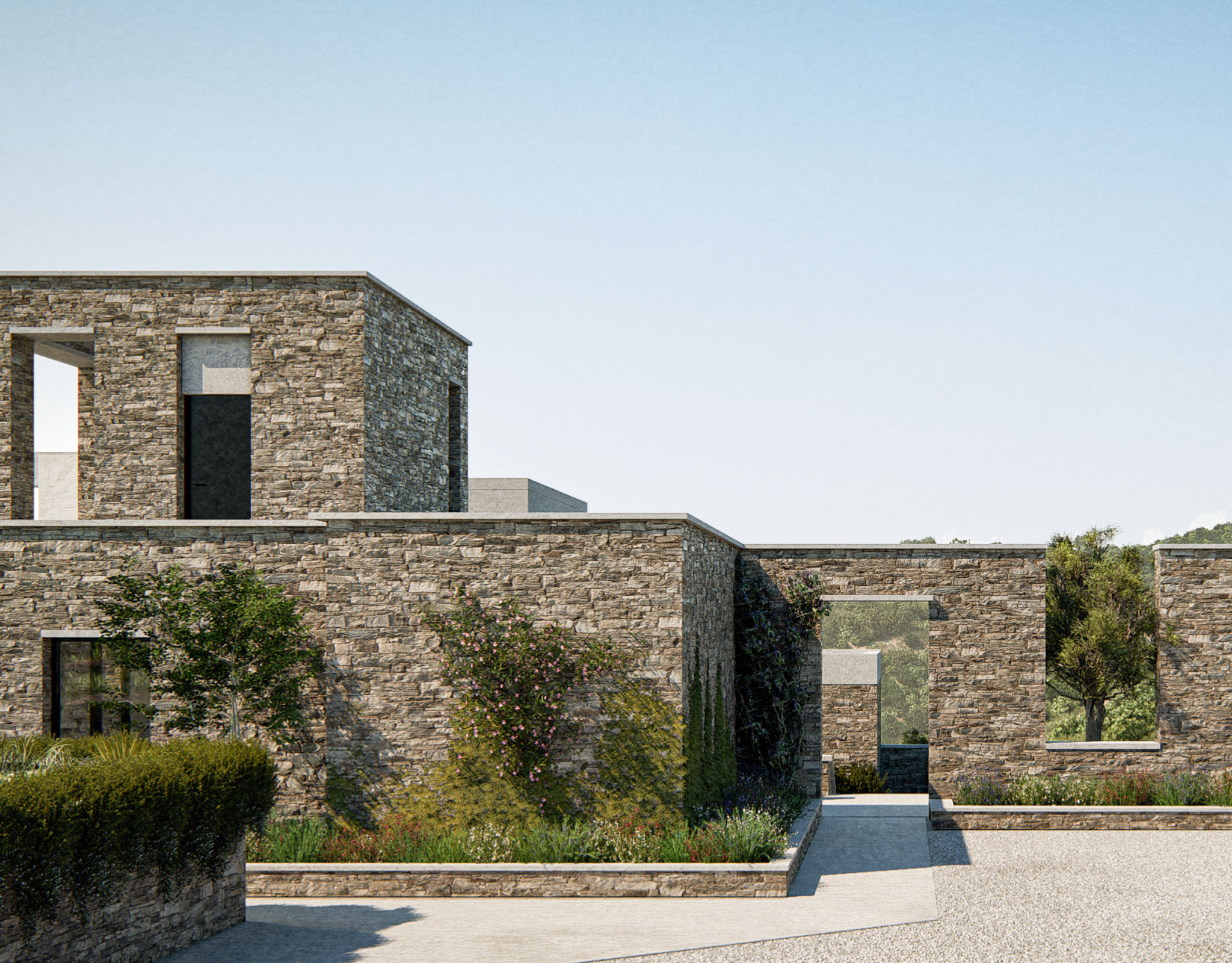 The Pebble House Tinos – Stone Exterior Architecture Stone exterior volumes of The Pebble House villa in Tinos, Cyclades