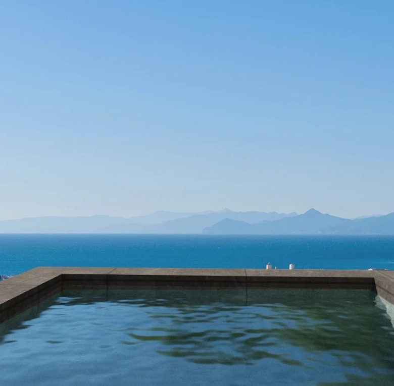 Sea-view pool terrace at a luxury residence in Voula, Athens Riviera