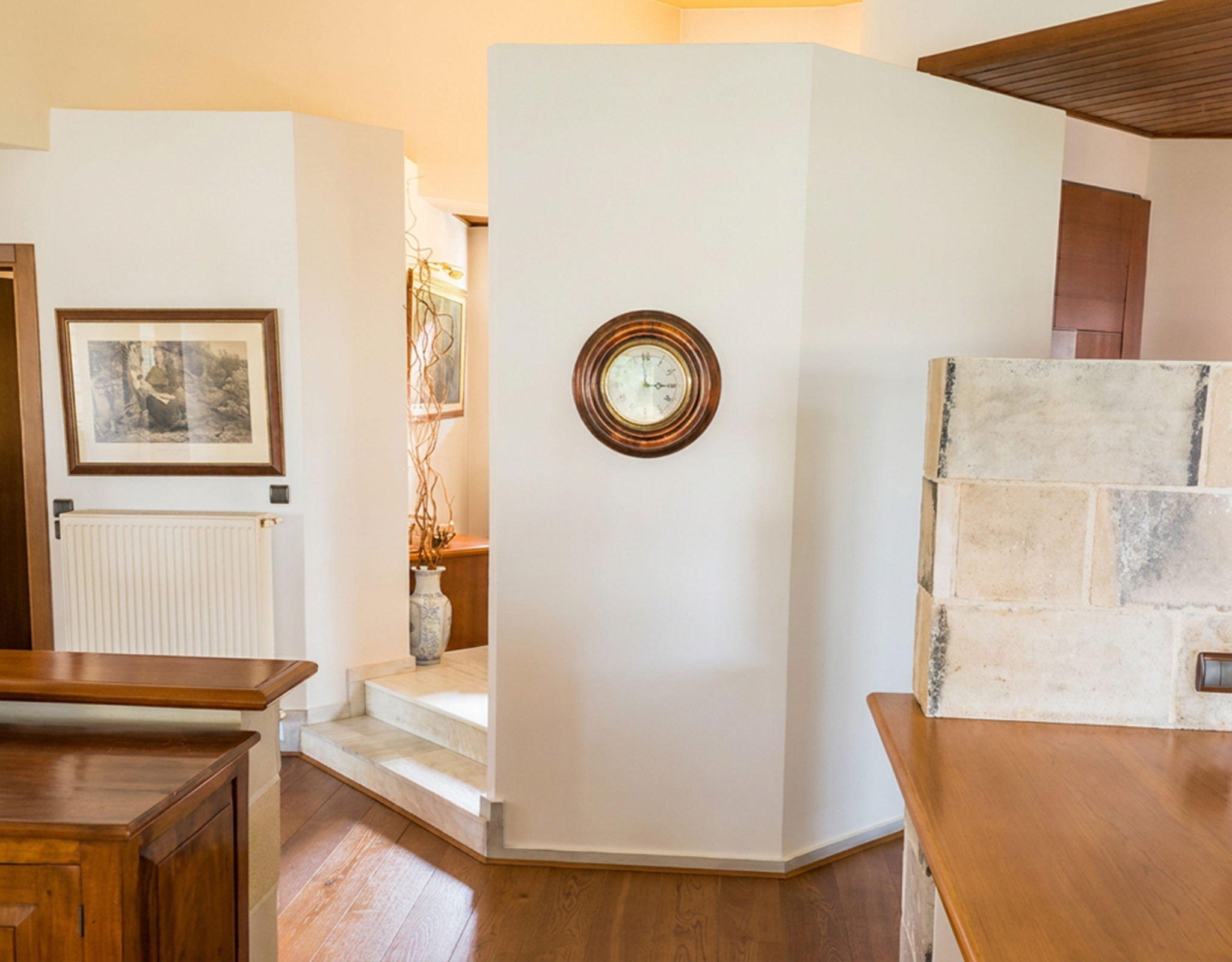 Porto Rafti Estate – Interior Detail with Mirror Interior detail with wall mirror and stone finish at the Porto Rafti private estate